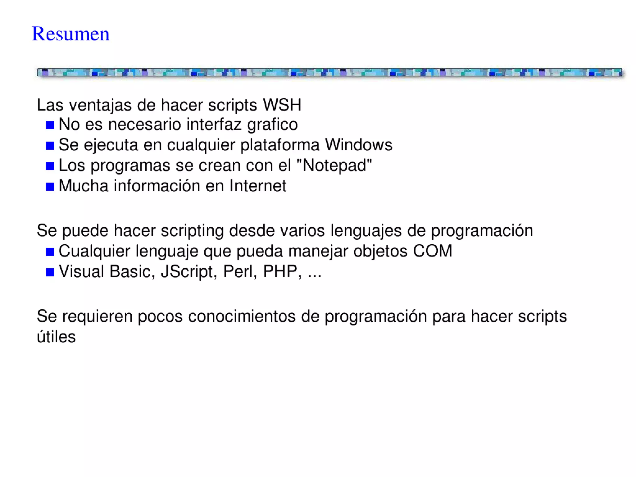 Scripting en entornos Windows - Conceptos básicos