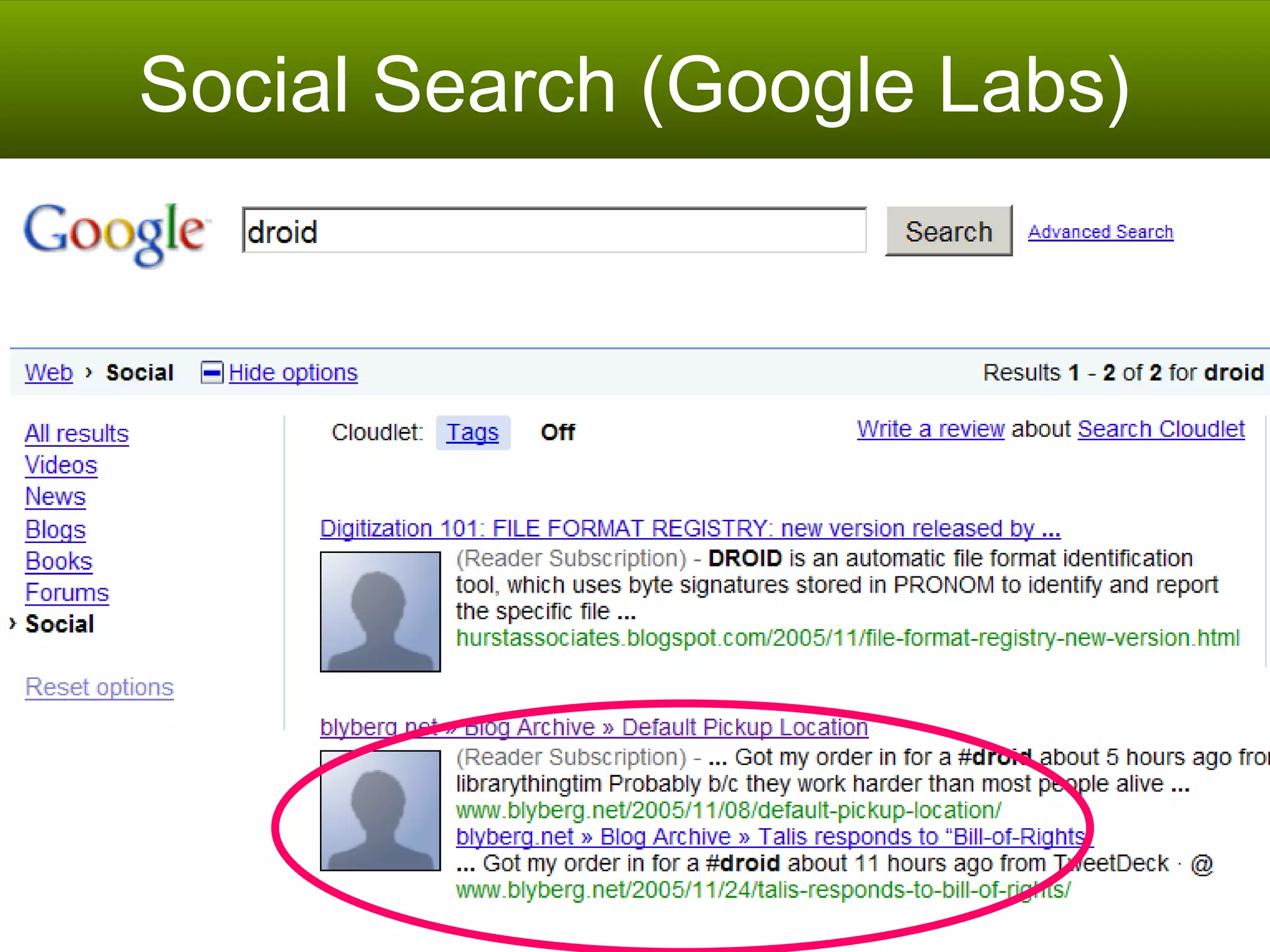 Social Search (Google Labs) 