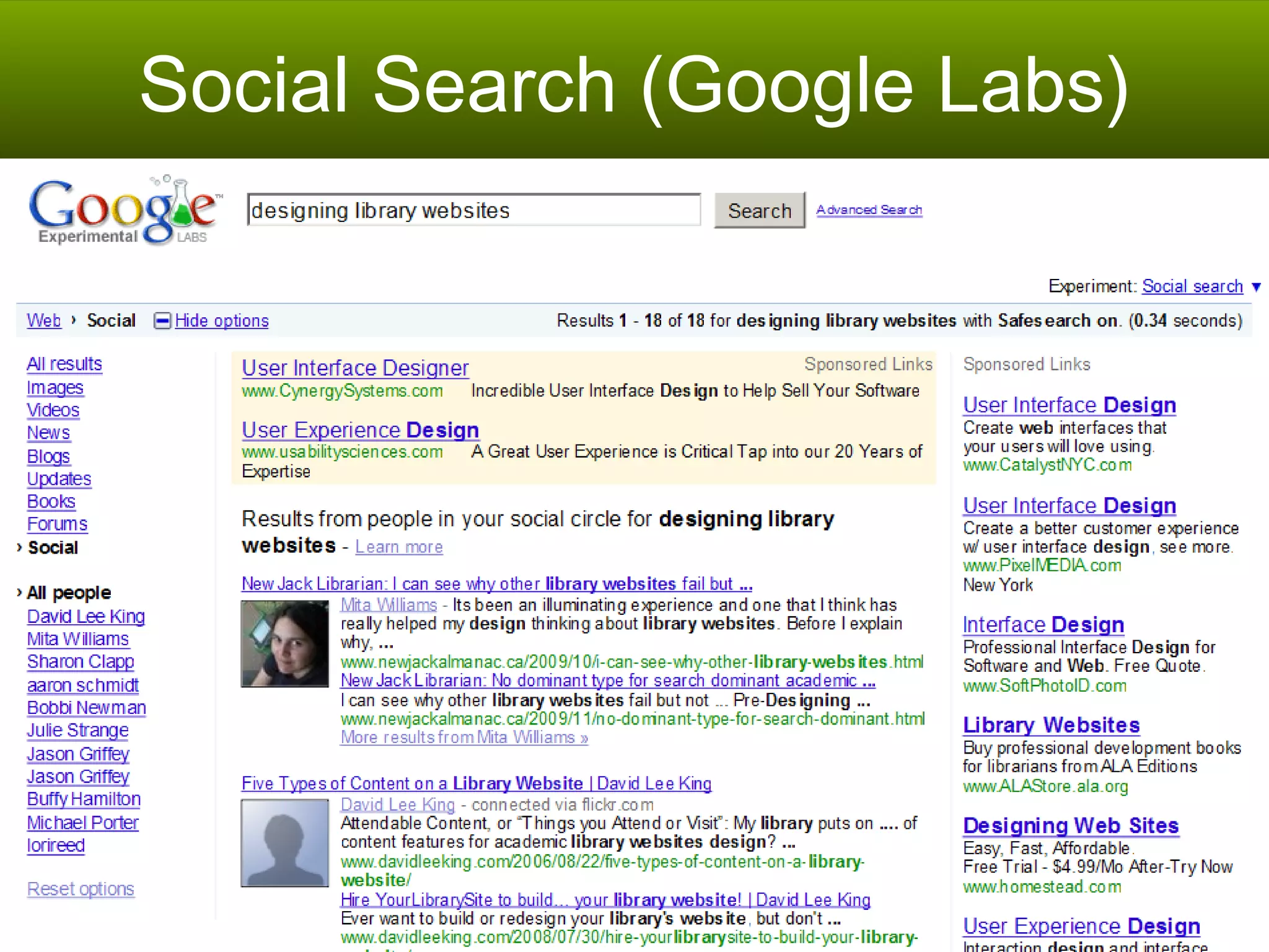 Social Search (Google Labs) 