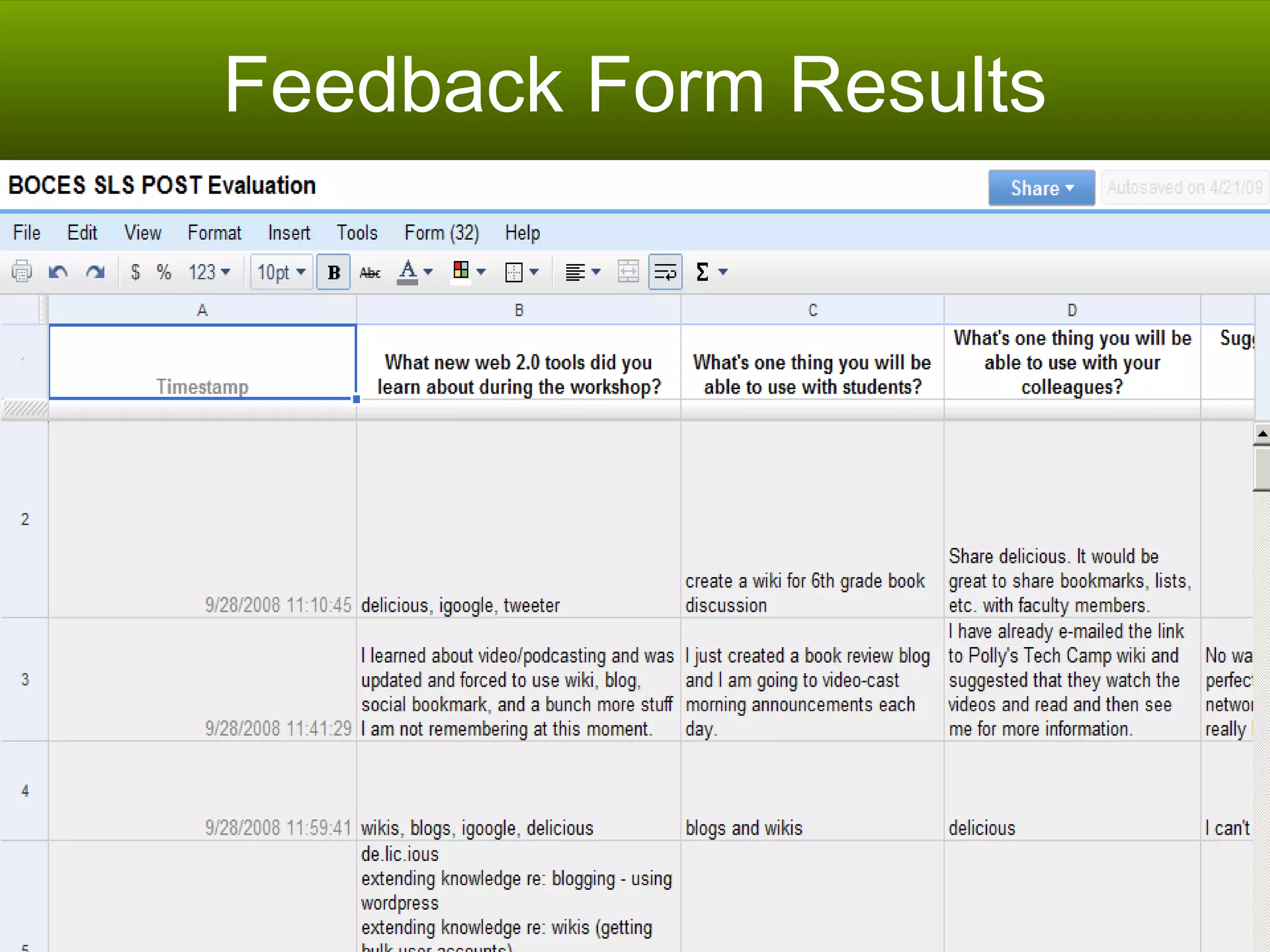 Feedback Form Results 