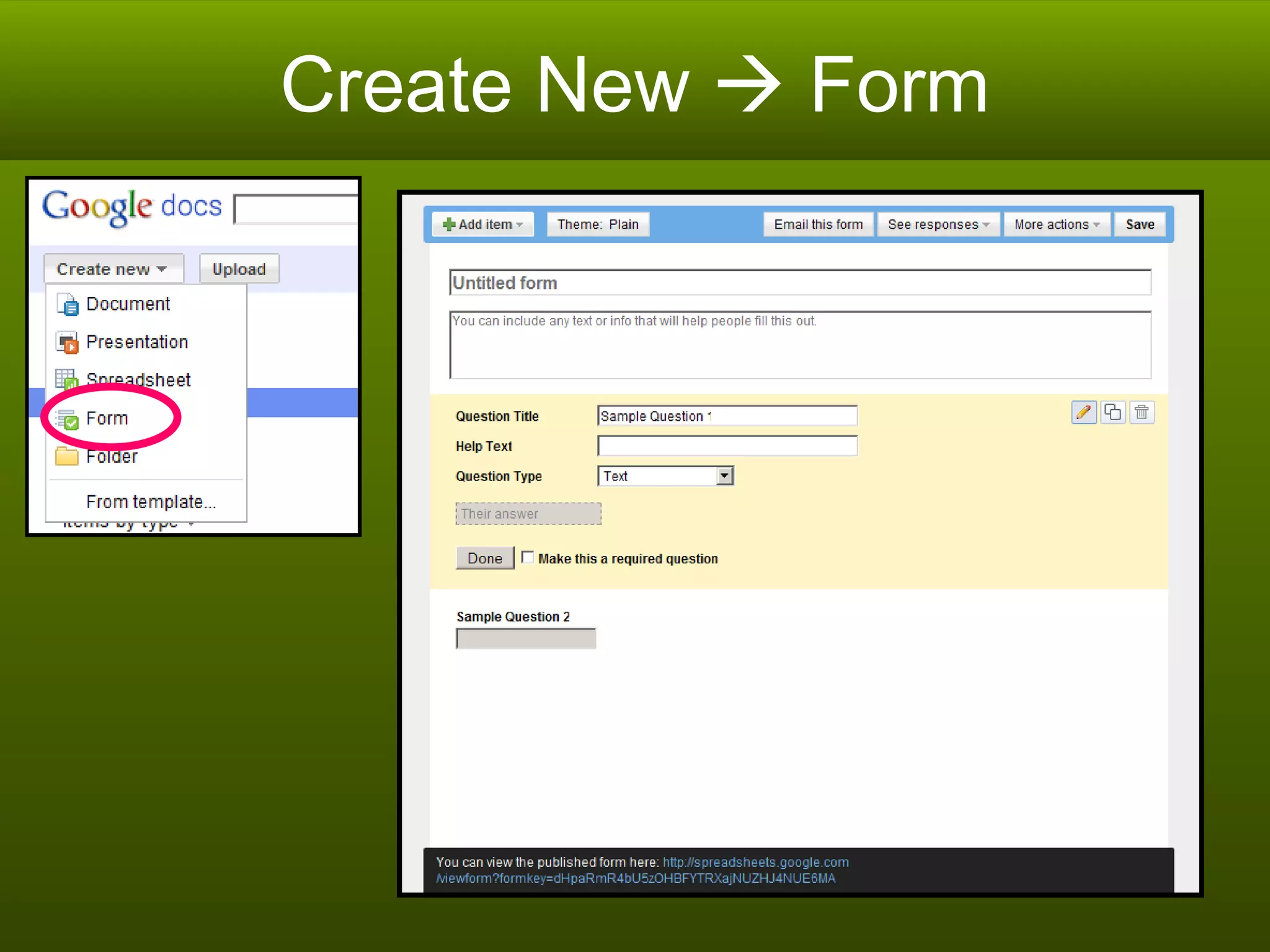 Create New    Form 