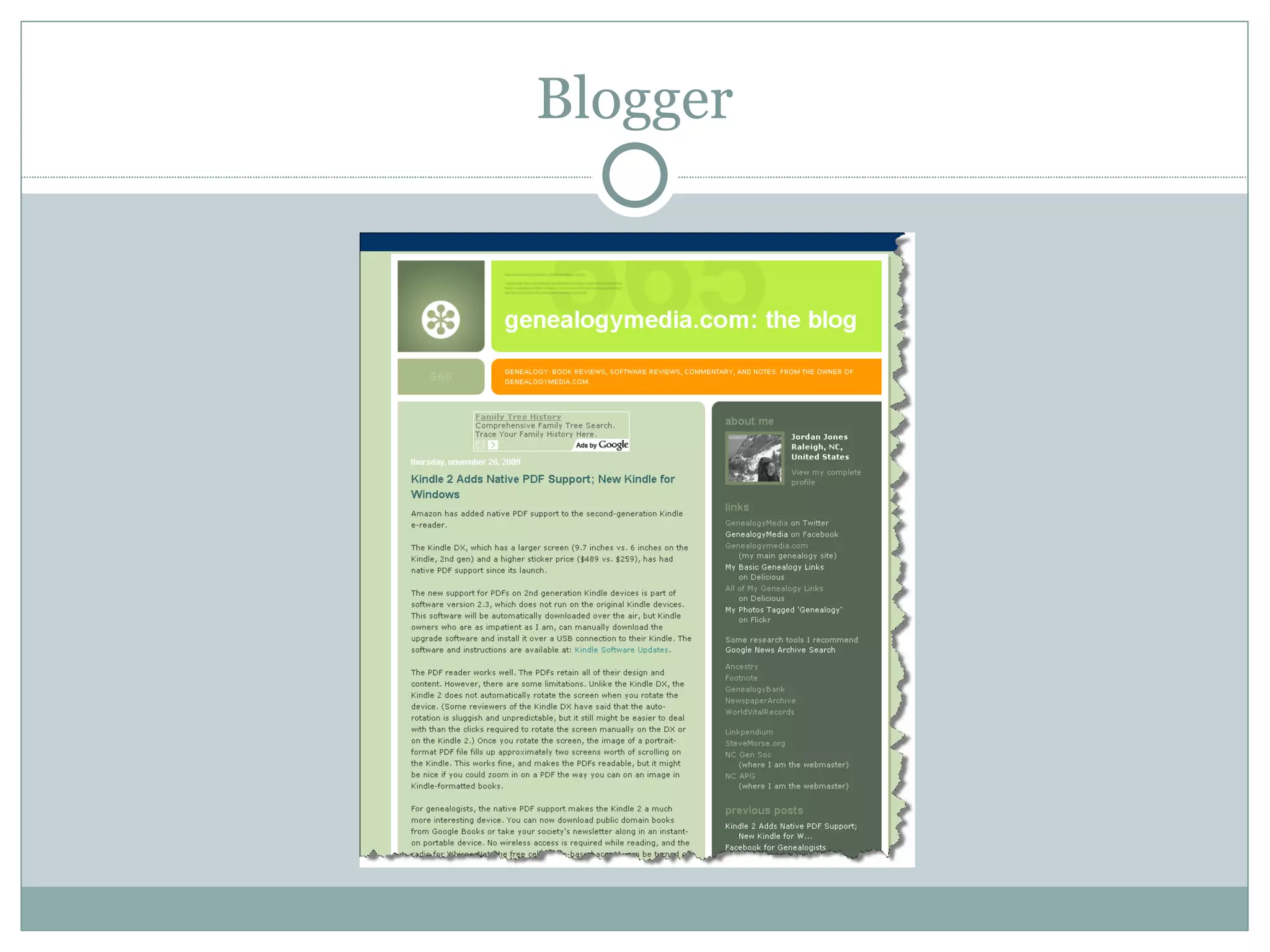 Blogger www.genealogymedia.com/blog/ 