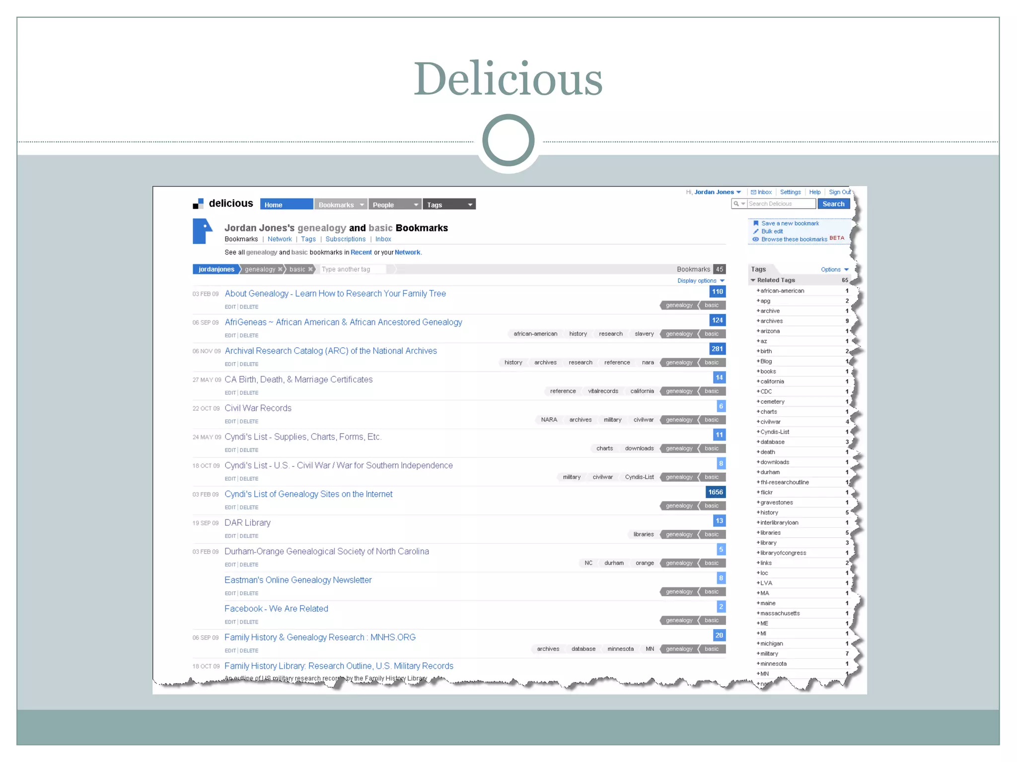 Delicious http://delicious.com/jordanjones/genealogy+basic 