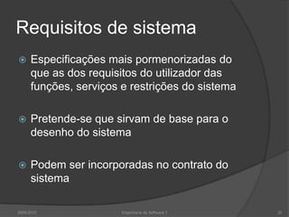 Medidas de requisitos2009/201022Engenharia do Software I