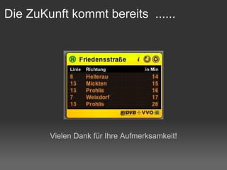 Die ZuKunft kommt bereits  ...... Vielen Dank für Ihre Aufmerksamkeit! 