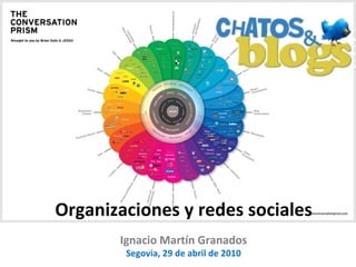 Organizaciones y redes sociales Ignacio Martín Granados Segovia, 29 de abril de 2010 