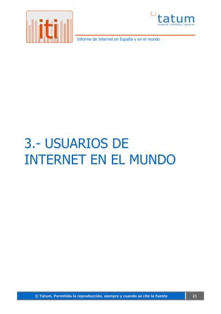 Informe de Tatum sobre Internet en España y en el mundo