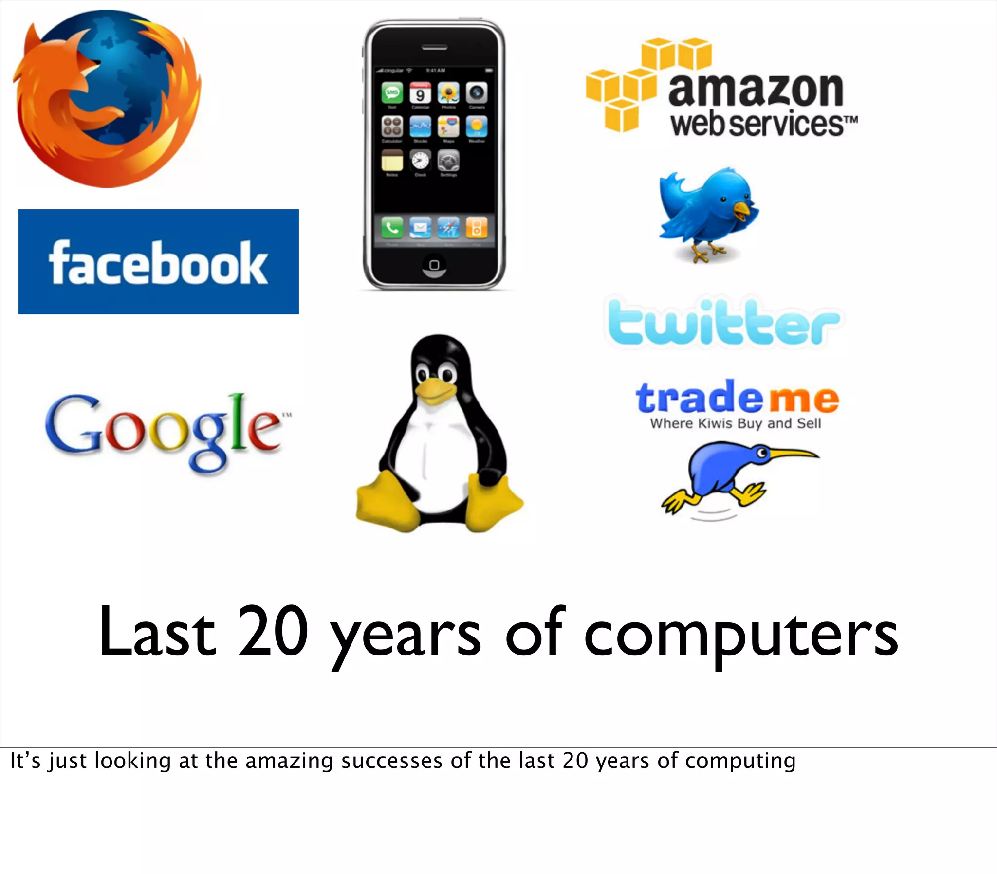 Last 20 years of computers
It’s just looking at the amazing successes of the last 20 years of computing
 