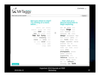 Hypertext 2010 Keynote at MSM
2010-06-13              Workshop             37
 
