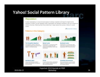 Hypertext 2010 Keynote at MSM
2010-06-13              Workshop             39
 