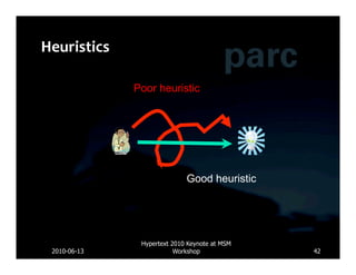Poor heuristic




                            Good heuristic




              Hypertext 2010 Keynote at MSM
2010-06-13               Workshop             42
 