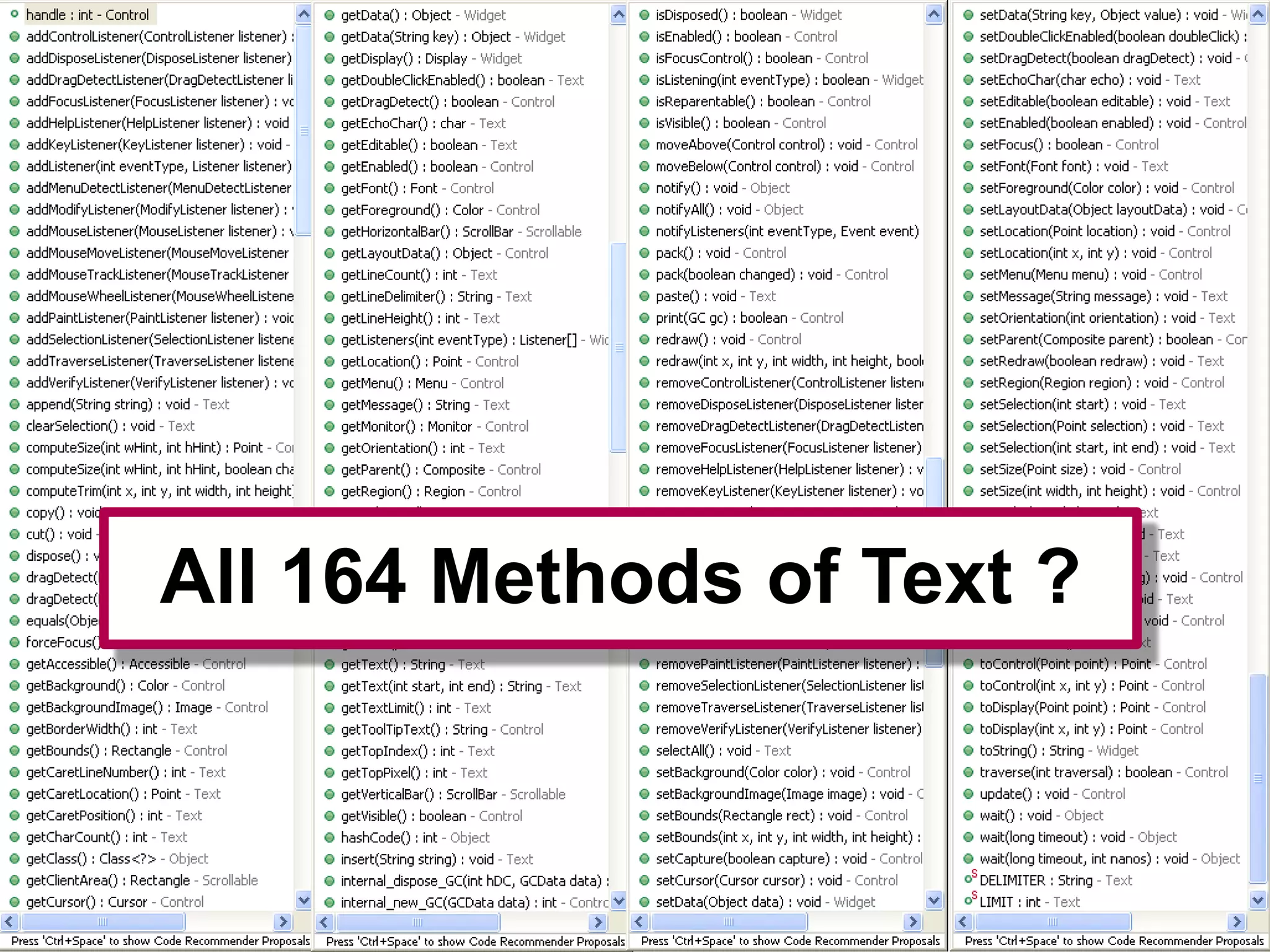 All 164 Methods of Text ?
 