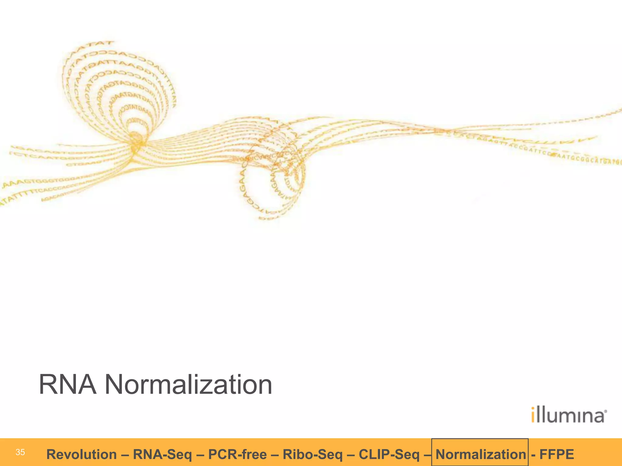 35 
35 
Revolution –RNA-Seq–PCR-free –Ribo-Seq–CLIP-Seq–Normalization -FFPE 
RNA Normalization  