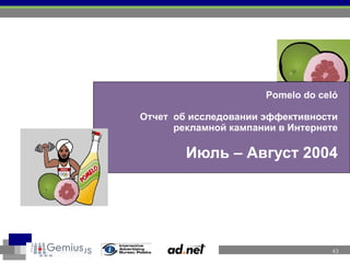 Pomelo do celó Отчет  об исследовании эффективности рекламной кампании в Интернете Июль  –  Август  2004 