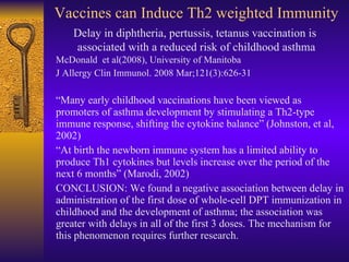 Vaccines can Induce Th2 weighted Immunity <ul><li>McDonald  et al(2008), University of Manitoba </li></ul><ul><li>J Allerg...