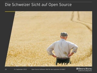 Die Schweizer Sicht auf Open Source




20   15. September 2010   Open Source Software: Reif für den typischen CH KMU?
 