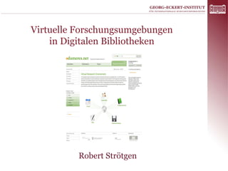 Virtuelle Forschungsumgebungen
    in Digitalen Bibliotheken




          Robert Strötgen
 