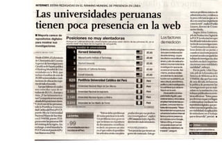 Las universidades peruanas tienen poca presencia en la web