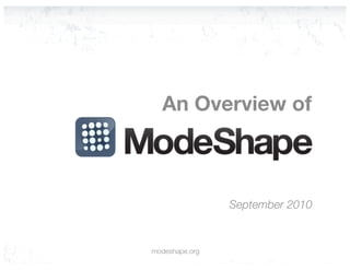 An Overview of
ModeShape
                 September 2010


 modeshape.org
 