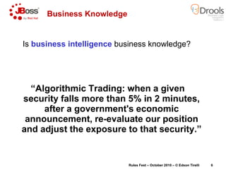 Is business intelligence
“Algorithmic Trading: when a given
Business Knowledge
“Algorithmic Trading: when a given
security...