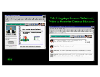 Title: Using Asynchronous, Web-based,
       Video to Humanize Distance Education




1998
 