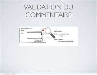 VALIDATION DU
                             COMMENTAIRE




                                   24
vendredi 10 septembre 2010
 