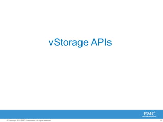 13
© Copyright 2010 EMC Corporation. All rights reserved.
vStorage APIs
 