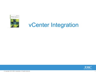 3
© Copyright 2010 EMC Corporation. All rights reserved.
vCenter Integration
 