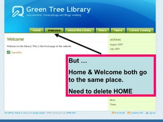But …
Home & Welcome both go
to the same place.
Need to delete HOME
 