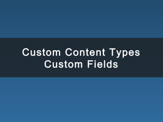 Custom Content Types
Custom Fields
 