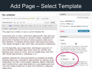 Add Page – Select Template
 
