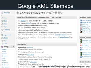 Google XML Sitemaps
wordpress.org/extend/plugins/google-sitemap-generator/
 