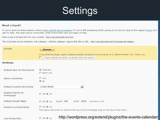 http://wordpress.org/extend/plugins/the-events-calendar/
Settings
 