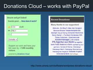 http://www.zirona.com/software/wordpress-donations-cloud/
Donations Cloud – works with PayPal
 