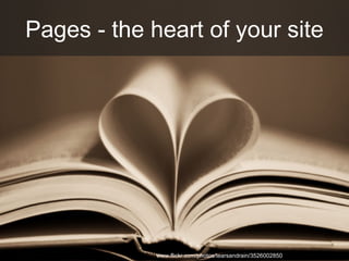 Pages - the heart of your site
http://www.flickr.com/photos/tearsandrain/3526002850
 