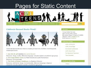 Pages for Static Content
 