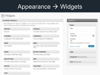 Appearance  Widgets
 
