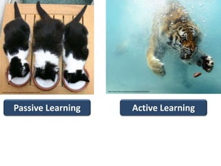 http://www.fabcats.org/owners/feeding/info.html http://www.flickr.com/photos/manpsing/2618332693/
Passive Learning Active Learning
 