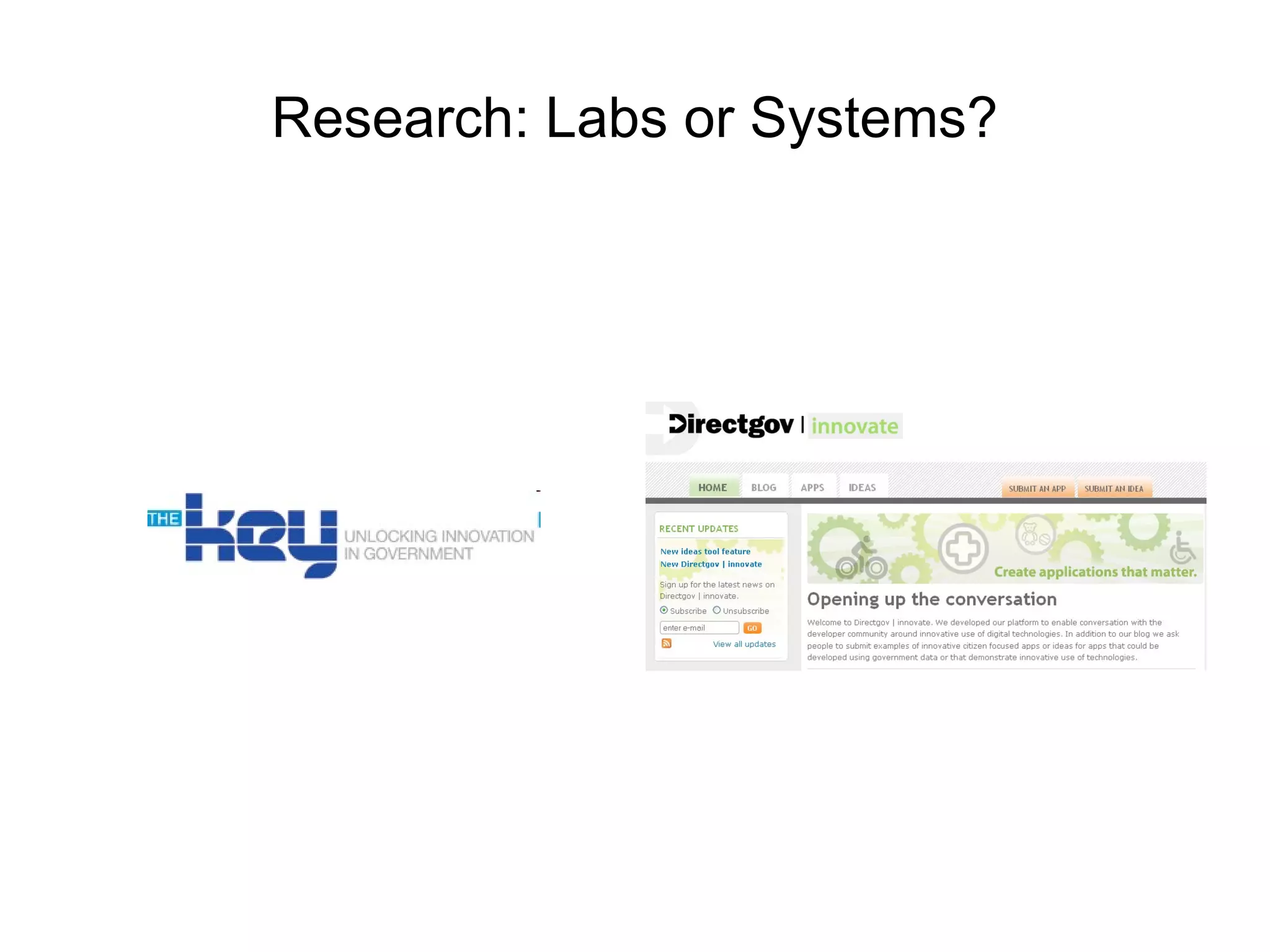 Research: Labs or Systems? 