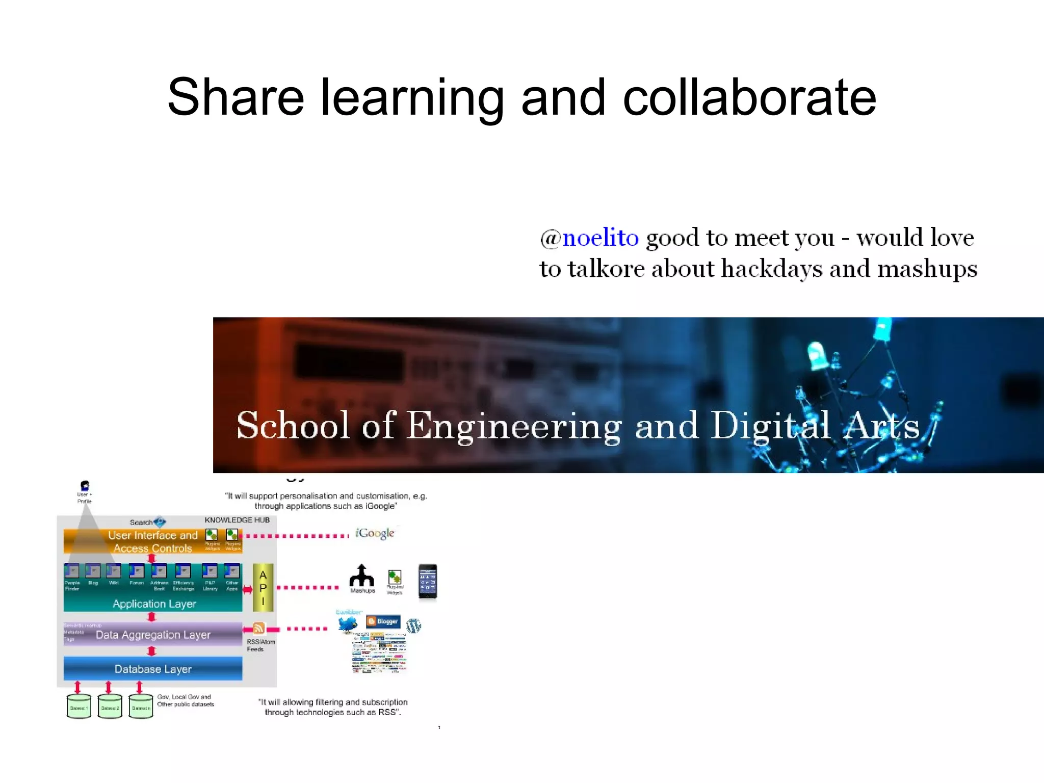 Share learning and collaborate 