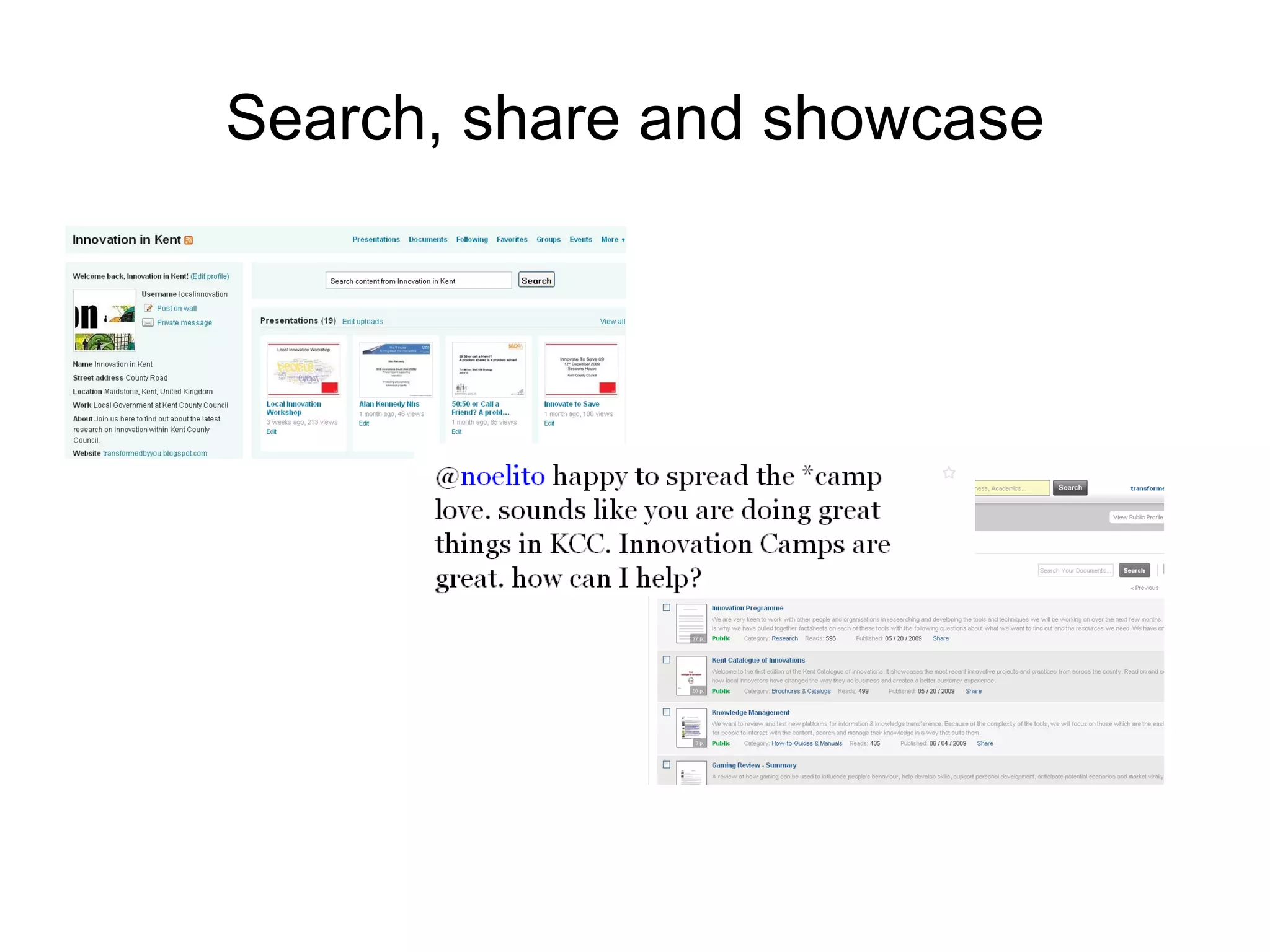 Search, share and showcase 