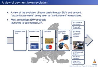Mobile Payment Services – Prague, CZ – 02 November 2010
 A view of the evolution of bank cards through EMV and beyond.
“p...