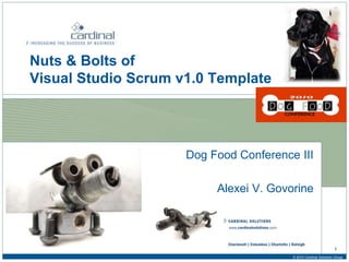 Nuts & Bolts of
Visual Studio Scrum v1.0 Template
Dog Food Conference III
Alexei V. Govorine
1
© 2010 Cardinal Solutions Group
 
