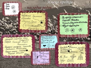 Имена предков -
- наследие родов…
 