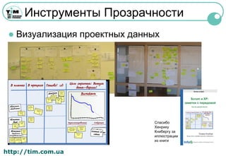 http://tim.com.ua
Инструменты Прозрачности
 Визуализация проектных данных
Спасибо
Хенрику
Книбергу за
иллюстрации
из книги
 