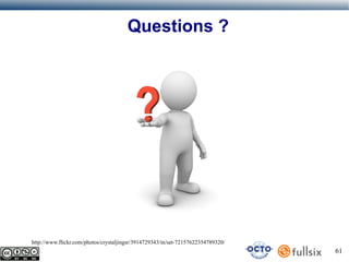 Questions ?

http://www.flickr.com/photos/crystaljingsr/3914729343/in/set-72157622354789320/

61

 