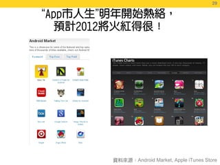 29
                                        29

“   ”




        Android Market, Apple iTunes Store
 