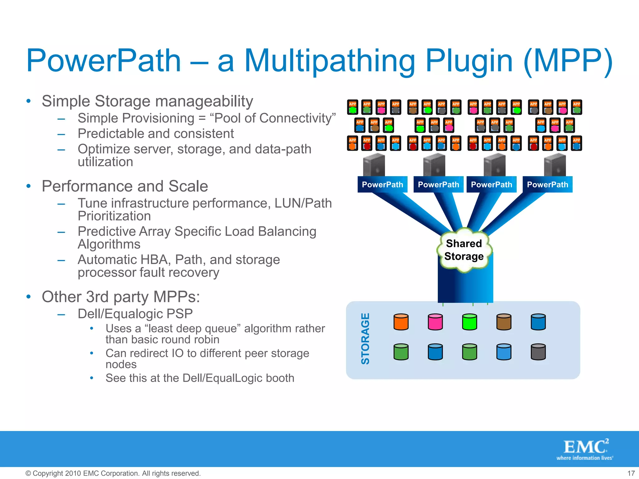 Effect of different RR IOOperationLimit settingsNOTE: This is with a SINGLE LUN.This is the case where the larger IOOperationLimit default is the worstIn a real-world environment – lots of LUNs and VMs results in decent overall loadbalancingRecommendation – if you can, stick with the default