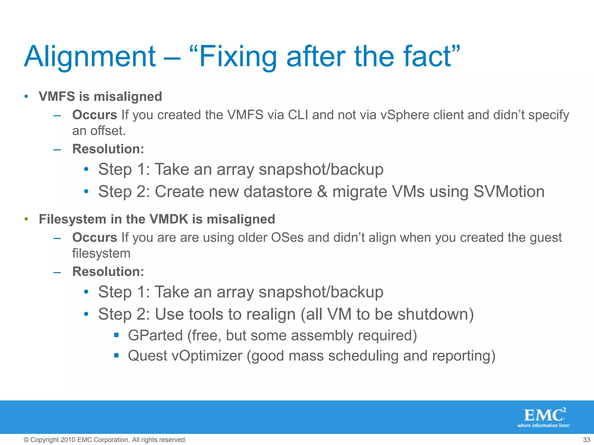 General NFS Best Practices – HA and Scaling10GbE?YesNoSupportmulti-switchLinkaggr?One VMKernel port& IP subnetYesUse multiple links withIP hash load balancing onthe NFS client (ESX)Use multiple VMKernelPorts & IP subnetsUse multiple links withIP hash load balancing onThe NFS server (array)Use ESX routing tableStorage needs multiplesequential IP addressesStorage needs multiplesequential IP addresses