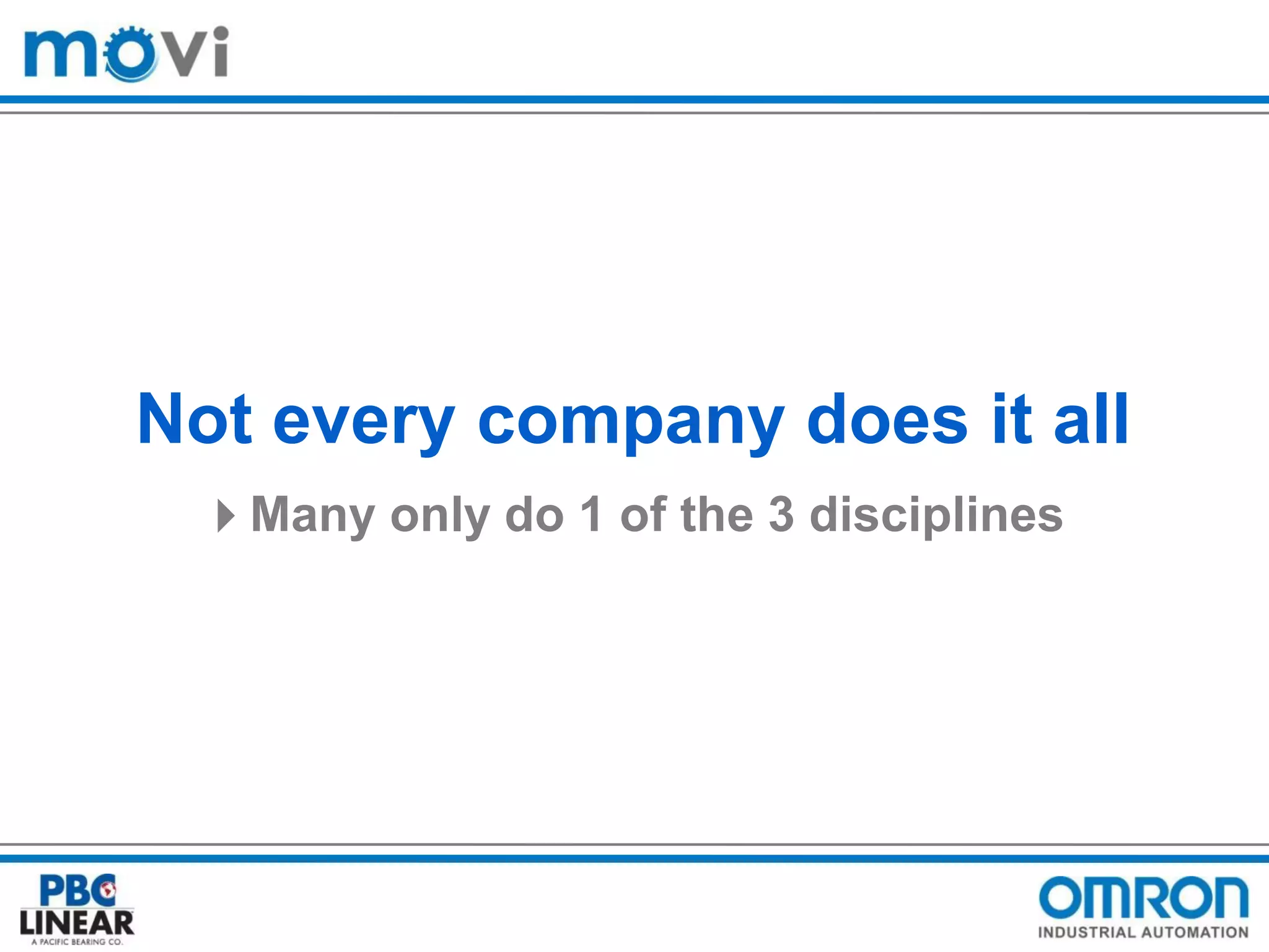 Not every company does it all
Many only do 1 of the 3 disciplines

 